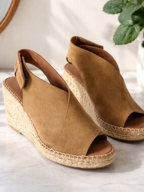 Women's Tan Espadrille Wedge Slingback Sandals